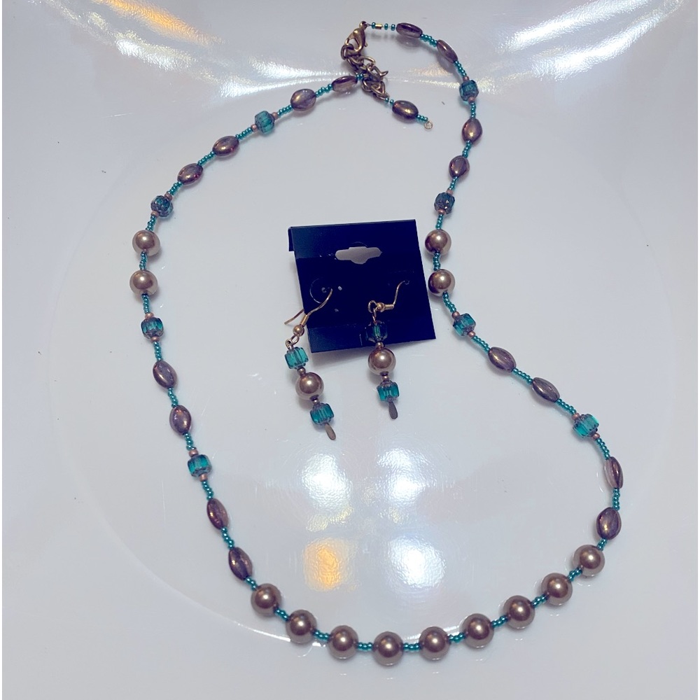 Beaded fashion necklace/earring set